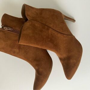 Brown faux suede ankle boots